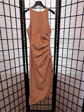 Mishka Sleeveless Draped Midi Dress in Dusty Rose